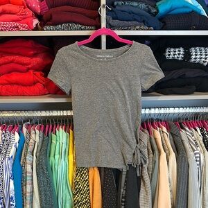 Grayson Threads gray short sleeve bottom side tie t shirt size XS